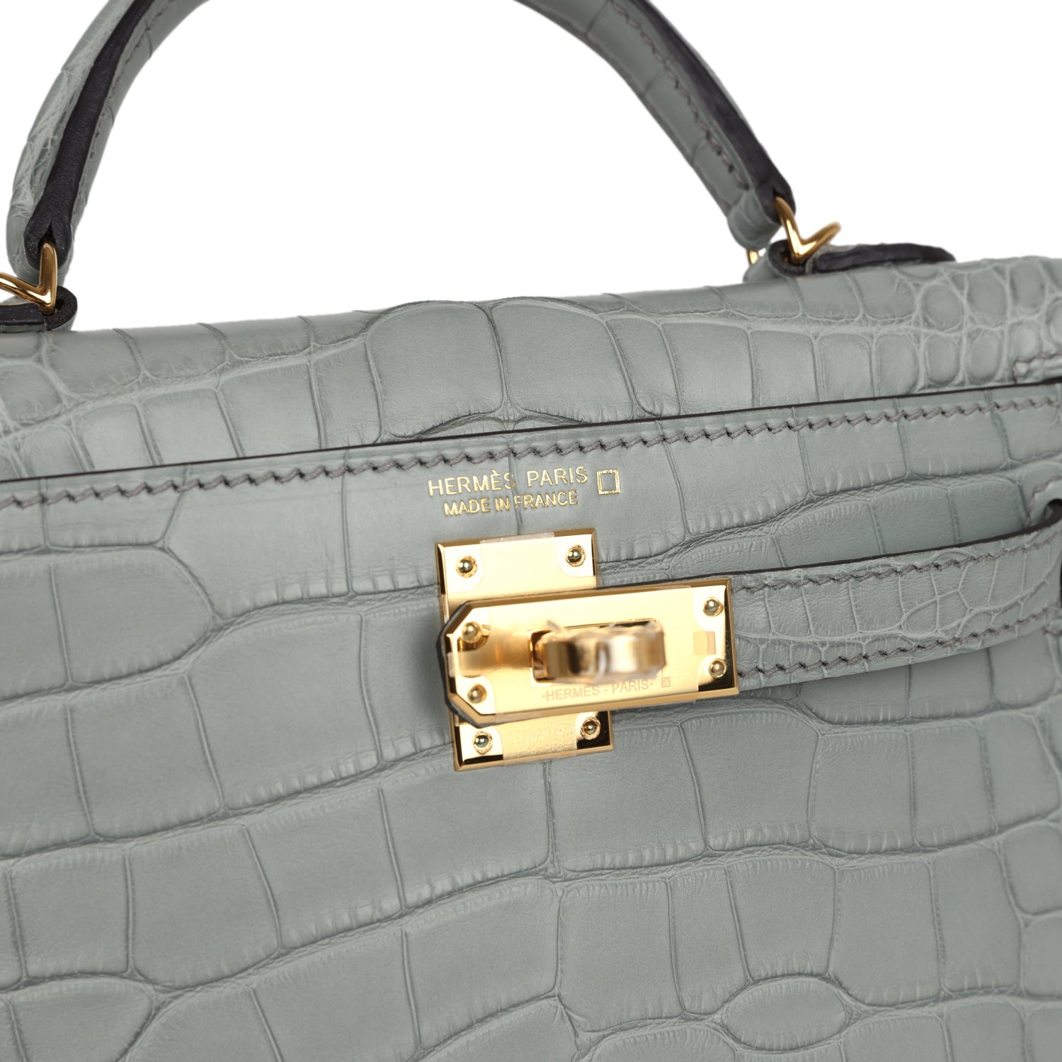 Hermès Kelly Sellier 20 Gris Ciment Matte Alligator Gold Hardware Hermès Kelly Sellier 20 Gris Ciment Matte Alligator Gold Hardware
