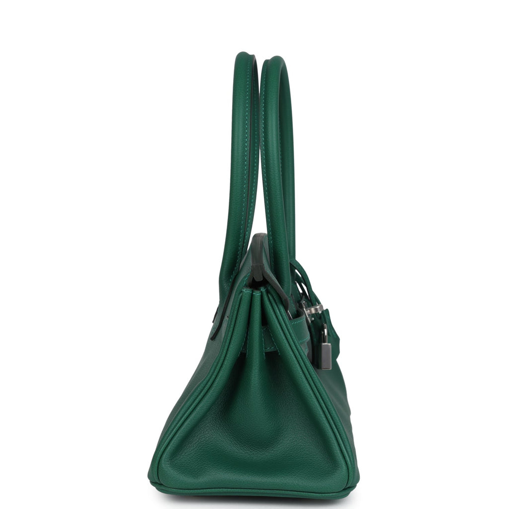 Hermès Shoulder Birkin Light 29 Vert Moyen Evercolor Palladium Hardware Hermès Shoulder Birkin Light 29 Vert Moyen Evercolor Palladium Hardware